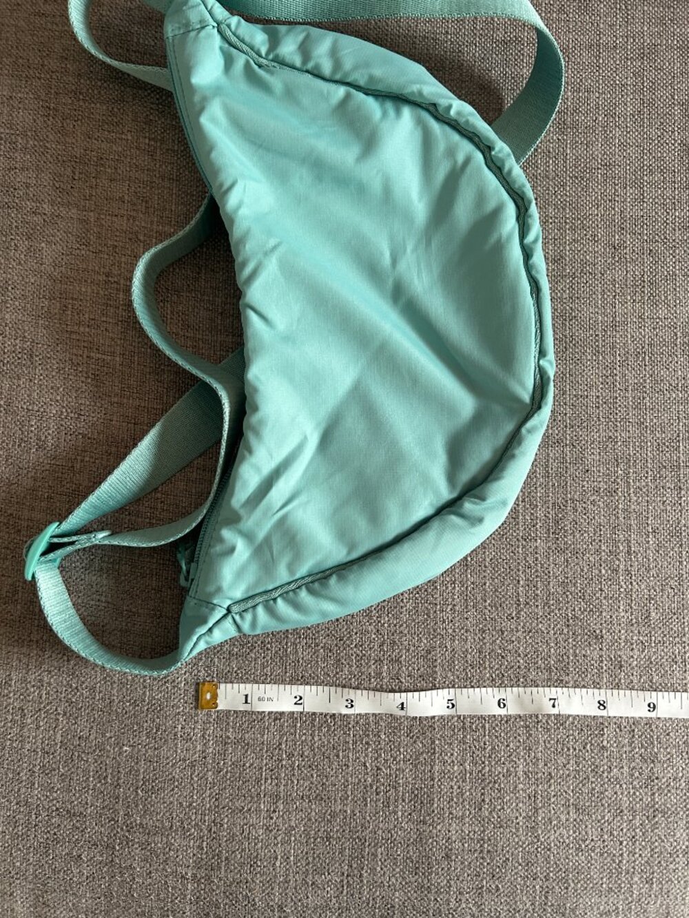 Uniqlo Round Mini Crescent Shoulder Bag Teal Blue Mint Green Nylon - Picture 8 of 9